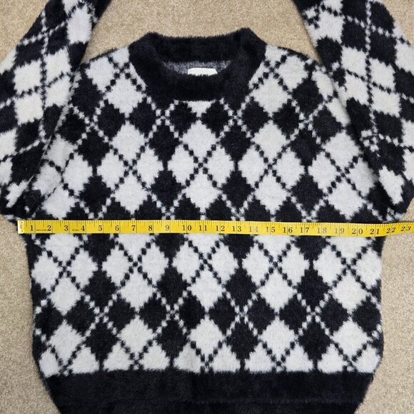 Abercrombie & Fitch Ultra Soft A&F Collection Argyle Sweater Crop Boxy Size M - Picture 7 of 7